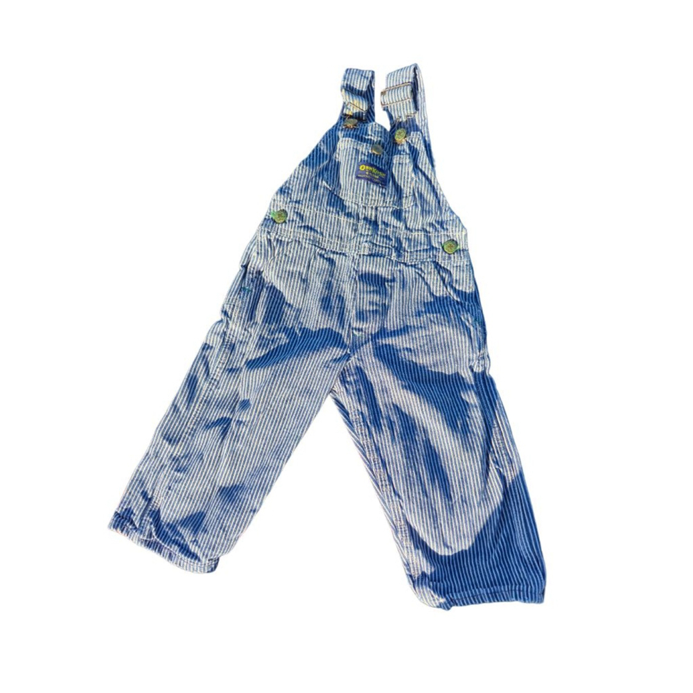 Vintage 90's 80's OshKosh B'Gosh Blue & White Hickory Stripe Overalls Kids 12 M
